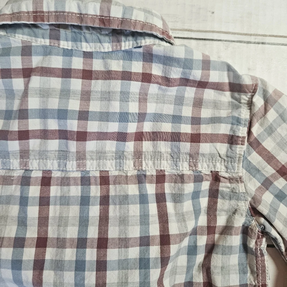 Oshkosh B'Gosh Plaid Button Down Size 5 Blue‎ And Reddish Brown